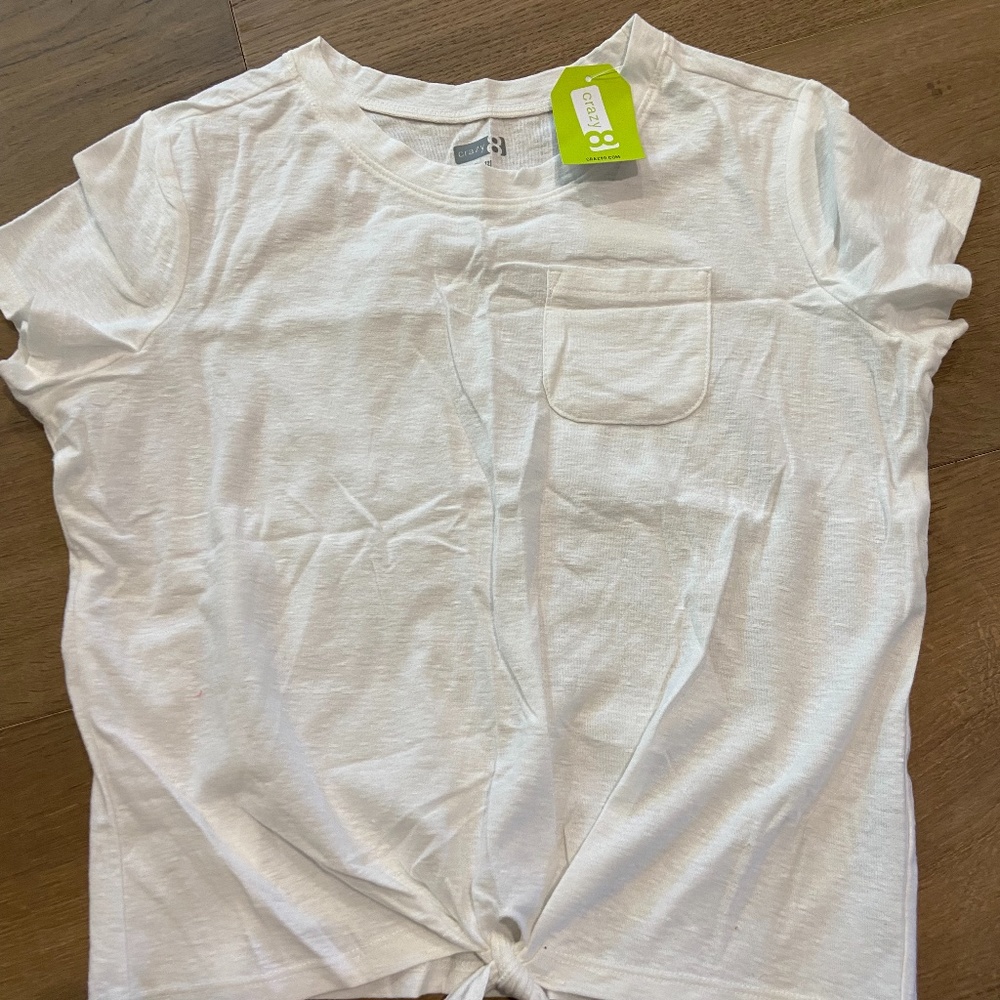 NWT Crazy 8 Girls tshirt with tie size L 10-12